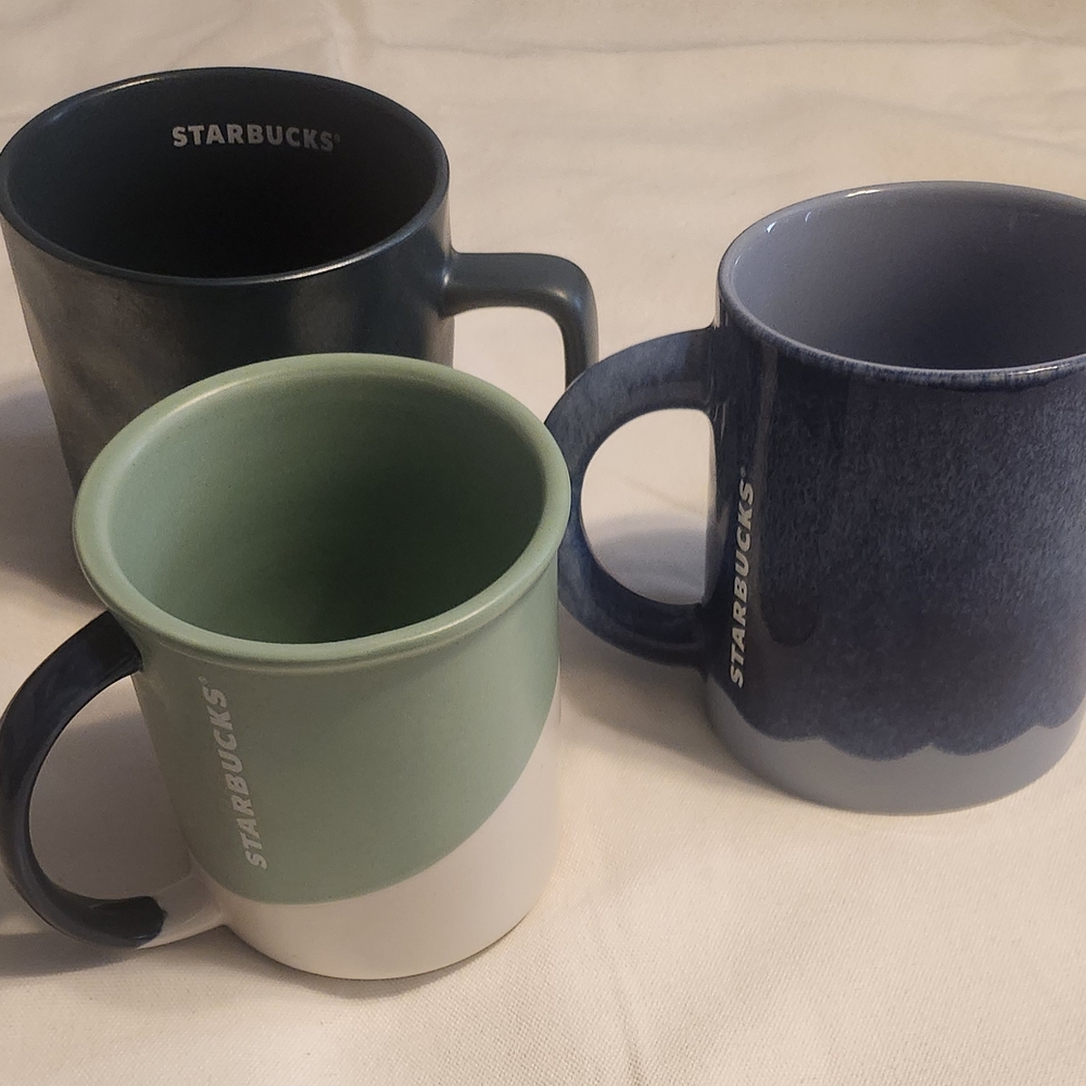 Starbucks Ceramic Mug Set - Green, Blue, Gray